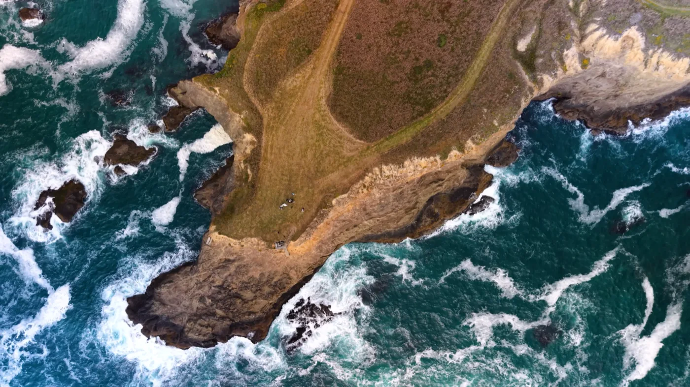 Aerial view showing the scale of The Inn at Newport Ranch on the Mendocino Coast