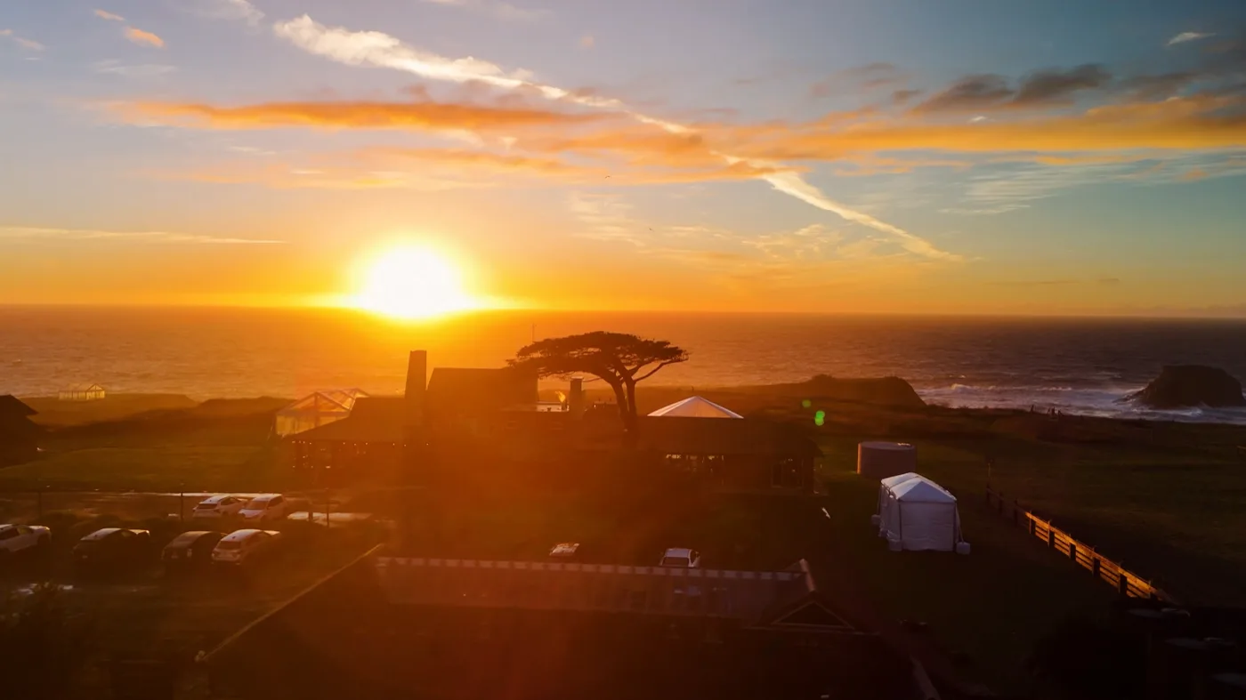 Golden sunset over the Pacific Ocean at The Inn at Newport Ranch
